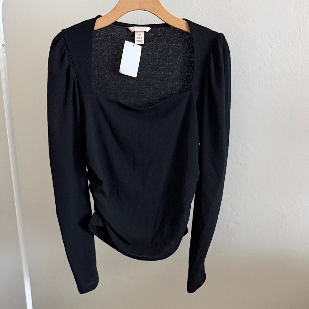 Square Neck, Puff Long Sleeve Top
